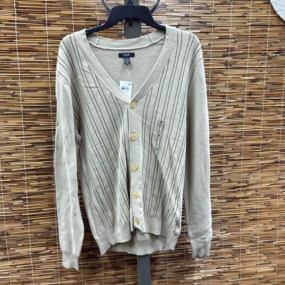 Alfani Mens Stripe V-Neck Cardigan Sweater Size S - Picture 2 of 3